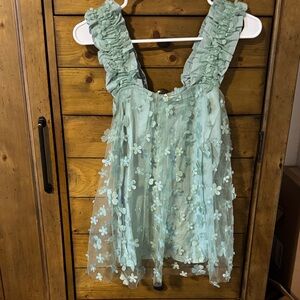 Elegant Mint Floral Tank Top